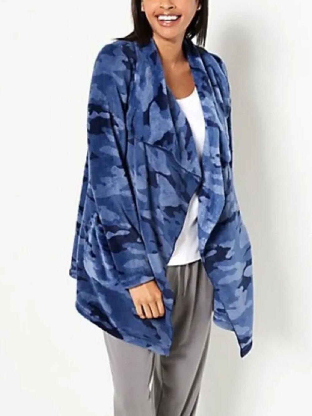 Susan Graver Weekend Regular Printed PLUSHKNIT Cardigan